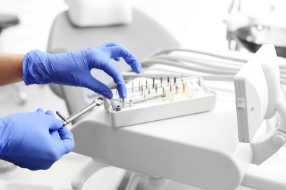 dental tools at a dental chair